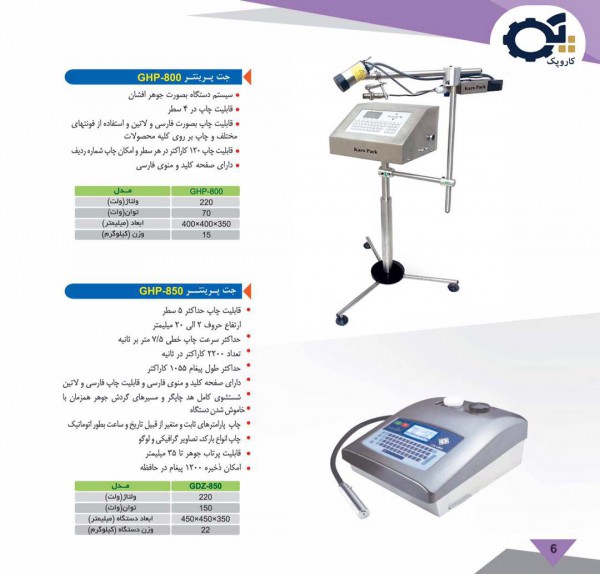 دستگاه جت پرینتر GHP-850 دستگاه جت پرینتر GHP-850